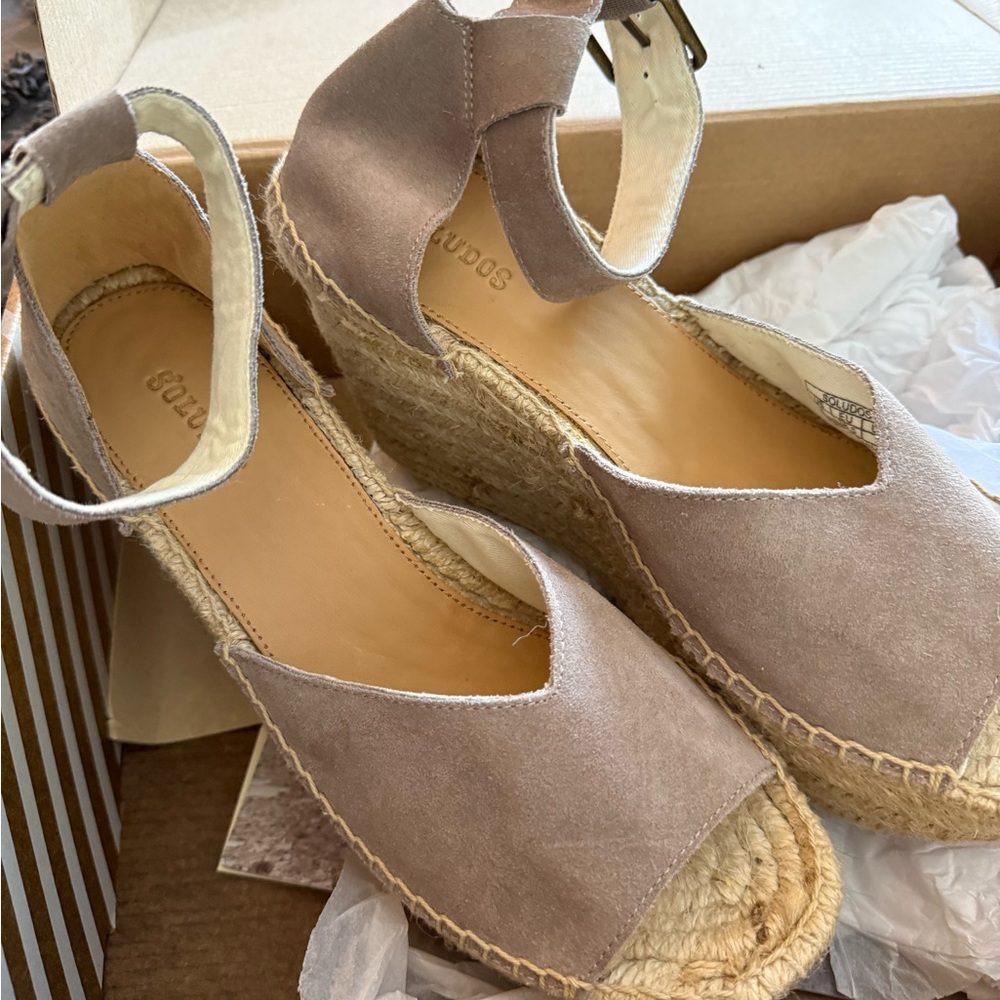 Soludos Beige Espadrille Wedge Sandals